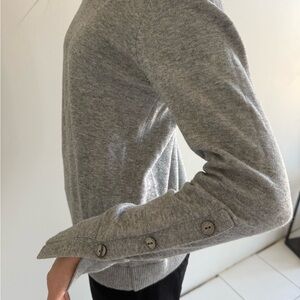 LOFT Men's Light Gray Crewneck Sweater with Button Accents